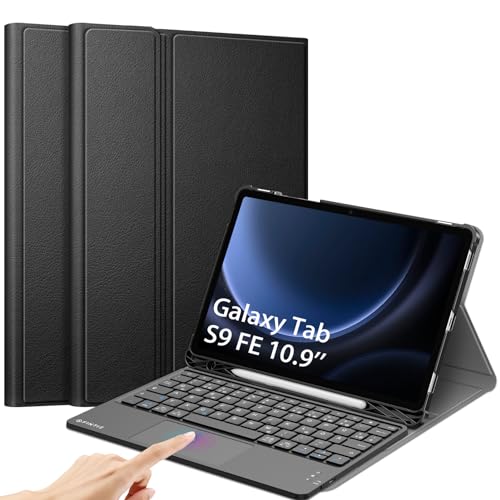 Fintie Tastatur Hülle für Samsung Galaxy Tab S9 FE 10.9 Zoll/Tab S9 11 Zoll 2023 Tablet, Deutscher Tastatur mit Touchpad Magnetisch Abnehmbarer Keyboard Cover, Schwarz von Fintie
