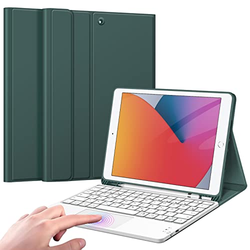 Fintie Tastatur Hülle für iPad (9. / 8. und 7. Generation - 2021/2020/2019), iPad 10.2 Zoll Deutscher Tastatur mit Touchpad Magnetisch Abnehmbarer Keyboard, Nachtgrün von FINTIE