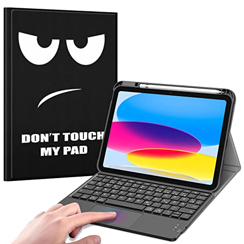 Fintie Tastatur Hülle für iPad 10. Generation 2022, iPad 10 Generation Hülle mit magnetisch Abnehmbarer Deutscher Tastatur und Touchpad Keyboard mit QWERTZ Layout, Don't Touch von Fintie