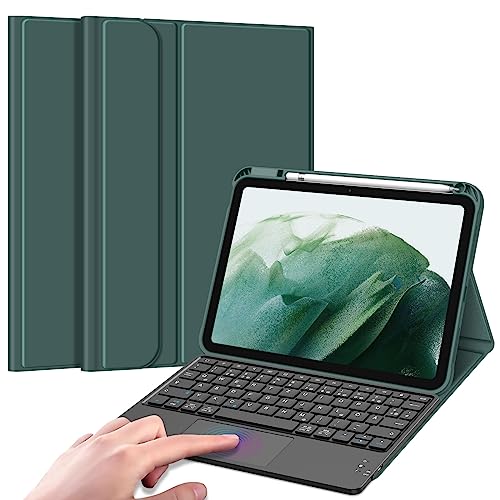 Fintie Tastatur Hülle für iPad 10. Generation 2022, iPad 10 Generation Hülle mit magnetisch Abnehmbarer Deutscher Tastatur und Touchpad Keyboard mit QWERTZ Layout, Dunkelgrün von Fintie