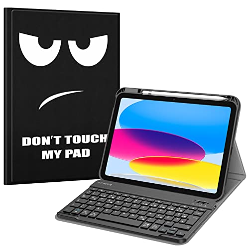 Fintie Tastatur Hülle für iPad 10. Generation 2022 (10.9 Zoll), Schutzhülle mit TPU Rückschale, Pencil Halter und magnetisch Abnehmbarer Tastatur mit QWERTZ Layout, Don't Touch von Fintie