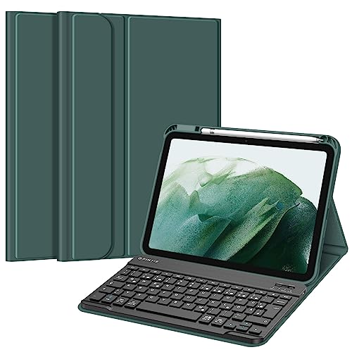 Fintie Tastatur Hülle für iPad 10. Generation 2022 (10.9 Zoll), Schutzhülle mit TPU Rückschale, Pencil Halter und magnetisch Abnehmbarer Tastatur mit QWERTZ Layout, Dunkelgrün von Fintie