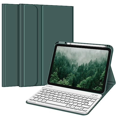 Fintie Tastatur Hülle für iPad 10. Generation 2022 (10.9 Zoll), Schutzhülle mit TPU Rückschale, Pencil Halter und magnetisch Abnehmbarer Tastatur mit QWERTZ Layout, Nachtgrün von Fintie