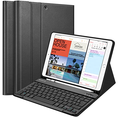 Fintie Tastatur Hülle für iPad Air 10.5" 2019 (3. Generation) / iPad Pro 10.5" 2017, Soft TPU Rückseite Schutzhülle mit Pencil Halter, magnetisch Abnehmbarer QWERTZ Tastatur, Schwarz von Fintie