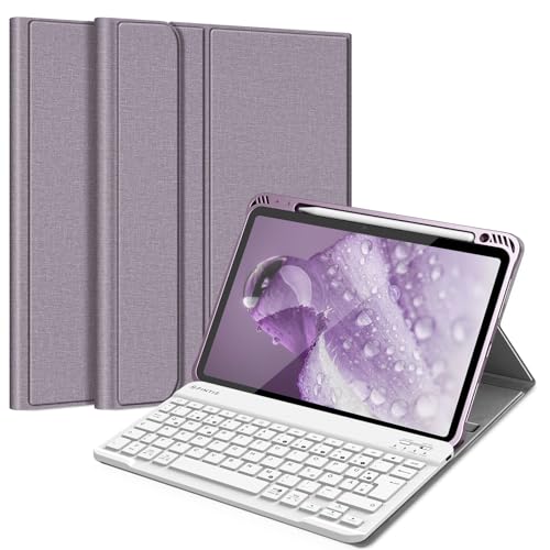 FINTIE Tastatur Hülle für iPad Air 11 Zoll M3/M2 (2025/2024), iPad Air 5/4 Generation 10.9"(2022/2020), TPU Rückschale Schutzhülle mit Stifthalter, magnetisch Abnehmbarer QWERTZ Keyboard, Lavedel von FINTIE