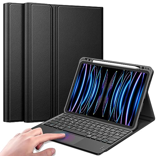 FINTIE Tastatur Hülle für iPad Pro 11 2022/2021 / 2020/2018, iPad Pro 11 Hülle mit magnetisch Abnehmbarer Deutscher Tastatur und Touchpad Keyboard mit QWERTZ Layout, Schwarz von FINTIE