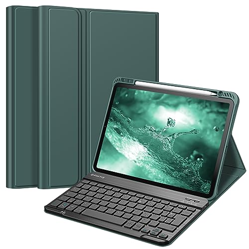 FINTIE Tastatur Hülle für iPad Pro 11 2022 (4. Generation)/ iPad Pro 11 2021(3. Generation)/ 2020/2018, Keyboard case mit magnetisch Abnehmbarer Deutscher Tastatur mit QWERTZ Layout, Dunkelgrün von FINTIE