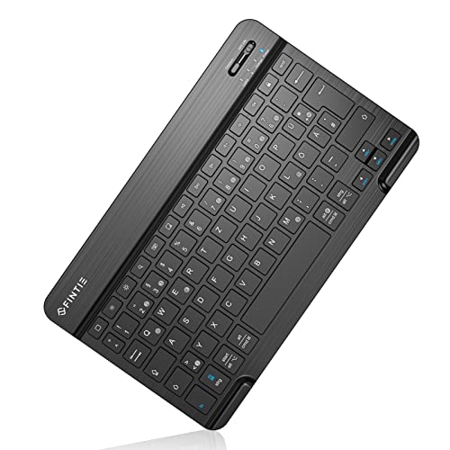 Fintie Ultra Dünn (4mm) Bluetooth Tastatur mit deutschem Layout QWERTZ für Android Tablet Samsung Galaxy Tab/Lenovo Tab/Huawei MediaPad/Medion Tablet und andere Android Geräte, 10 Zoll (Schwarz) von Fintie