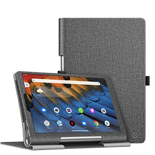 Fintie für Lenovo Yoga Smart Tab, Premium-veganes Leder, Slim Fit, Folio-Smart-Ständer, Schutzhülle mit automatischer Sleep/Wake-Funktion, Tab 10.1 (YT-X705F) Tablet, Grau von Fintie