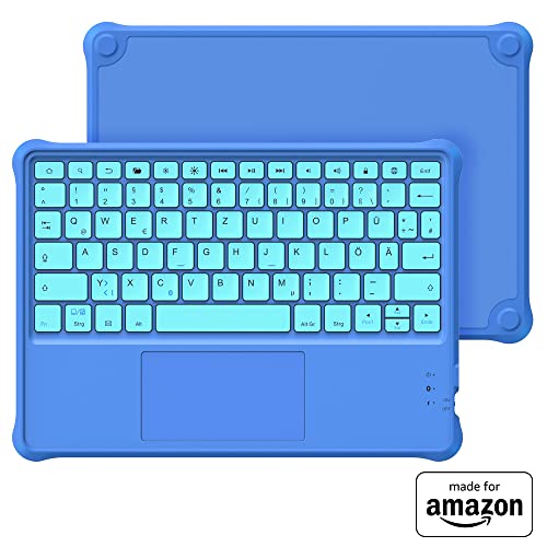 Kabellose Bluetooth-Tastatur „Made for Amazon“ für Kinder, blau, für Fire HD 10 Kids- und Kids Pro-Tablets von Fintie
