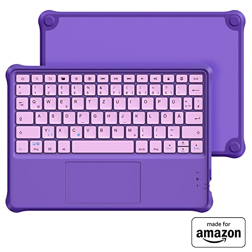 Kabellose Bluetooth-Tastatur „Made for Amazon“ für Kinder, violett, für Fire HD 10 Kids- und Kids Pro-Tablets von Fintie