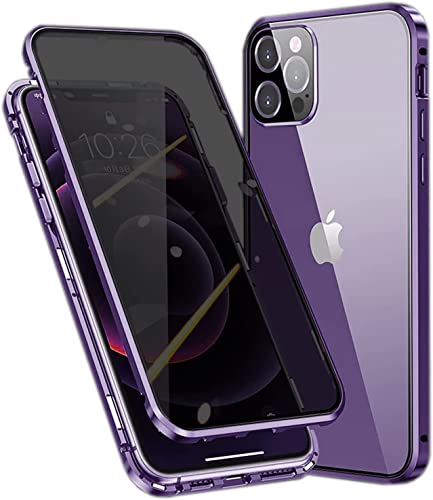 Anti-Peep Magnetische Adsorption Hülle für iPhone 14 Pro Max, Anti-Spy Handyhülle 360 Grad Metall Case Privat Screen Schutz doppelseitige Gehärtetes Glas Schutzhülle Anti-Spähen Case Cover,Dunkellila Anti-Peep Magnetische Adsorption Hülle für iPhone 14 Pro Max, Anti-Spy Handyhülle 360 Grad Metall Case Privat Screen Schutz doppelseitige Gehärtetes Glas Schutzhülle Anti-Spähen Case Cover,Dunkellila von Fiokxie
