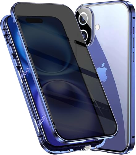Fiokxie Anti-Peep Hülle Kompatibel mit iPhone 16, Magnetische Adsorption Anti-Spy Handyhülle 360 Grad Metall Case Privat Screen Schutz Gehärtetes Glas Schutzhülle Anti-Spähen Case Cover,Blau Fiokxie Anti-Peep Hülle Kompatibel mit iPhone 16, Magnetische Adsorption Anti-Spy Handyhülle 360 Grad Metall Case Privat Screen Schutz Gehärtetes Glas Schutzhülle Anti-Spähen Case Cover,Blau von Fiokxie