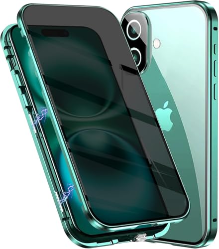 Fiokxie Anti-Peep Hülle Kompatibel mit iPhone 16, Magnetische Adsorption Anti-Spy Handyhülle 360 Grad Metall Case Privat Screen Schutz Gehärtetes Glas Schutzhülle Anti-Spähen Case Cover,Grün Fiokxie Anti-Peep Hülle Kompatibel mit iPhone 16, Magnetische Adsorption Anti-Spy Handyhülle 360 Grad Metall Case Privat Screen Schutz Gehärtetes Glas Schutzhülle Anti-Spähen Case Cover,Grün von Fiokxie