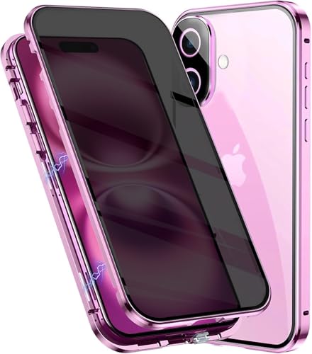 Fiokxie Anti-Peep Hülle Kompatibel mit iPhone 16 Plus, Magnetische Adsorption Anti-Spy Handyhülle 360 Grad Metall Case Privat Screen Schutz Gehärtetes Glas Schutzhülle Anti-Spähen Case Cover,Violett Fiokxie Anti-Peep Hülle Kompatibel mit iPhone 16 Plus, Magnetische Adsorption Anti-Spy Handyhülle 360 Grad Metall Case Privat Screen Schutz Gehärtetes Glas Schutzhülle Anti-Spähen Case Cover,Violett von Fiokxie