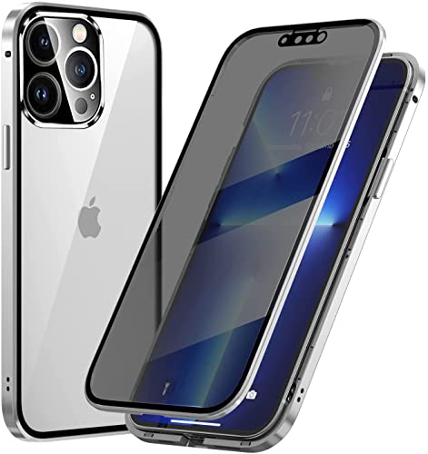 Fiokxie Anti-Peep Hülle Kompatibel mit iPhone 16 Pro, Magnetische Adsorption Anti-Spy Handyhülle 360 Grad Metall Case Privat Screen Schutz Gehärtetes Glas Schutzhülle Anti-Spähen Case Cover,Silber Fiokxie Anti-Peep Hülle Kompatibel mit iPhone 16 Pro, Magnetische Adsorption Anti-Spy Handyhülle 360 Grad Metall Case Privat Screen Schutz Gehärtetes Glas Schutzhülle Anti-Spähen Case Cover,Silber von Fiokxie