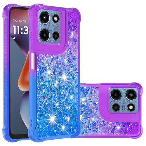 Fiokxie Hülle Glitzer für Motorola Moto G 5G (2025), Handyhülle Quicksand Gradient Glitzer, FlüssigTreibsand TPU Silikon Cover, Anti-Fall Stoßfeste Bumper Schutzhülle Protective Case,Lila-Blau von Fiokxie