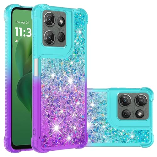Fiokxie Hülle Glitzer für Motorola Moto G Power (2025), Handyhülle Quicksand Gradient Glitzer, FlüssigTreibsand TPU Silikon Cover, Anti-Fall Stoßfeste Bumper Schutzhülle Protective Case,Blau-Lila von Fiokxie
