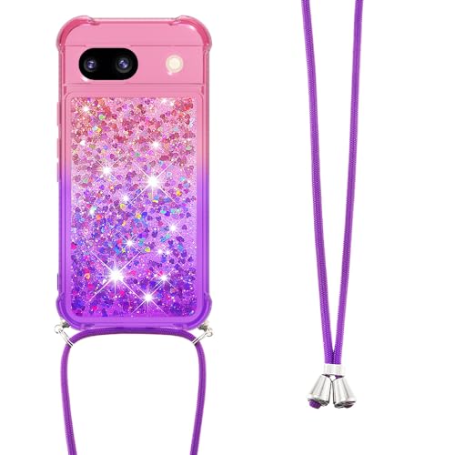 Handykette Handyhülle für Google Pixel 8a, Hülle Quicksand Gradient Glitzer mit Kette Band, Glitzer Flüssig Bewegende Treibsand TPU Silikon Cover, Handykordel Case mit Kordel Umhängenband Handykette Handyhülle für Google Pixel 8a, Hülle Quicksand Gradient Glitzer mit Kette Band, Glitzer Flüssig Bewegende Treibsand TPU Silikon Cover, Handykordel Case mit Kordel Umhängenband von Fiokxie