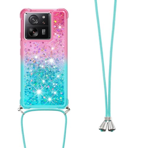 Handykette Handyhülle für Xiaomi 13T/ Xiaomi 13T Pro, Hülle Quicksand Gradient Glitzer mit Kette Band, Glitzer Flüssig Bewegende Treibsand TPU Silikon Cover, Handykordel Case mit Kordel Umhängenband Handykette Handyhülle für Xiaomi 13T/ Xiaomi 13T Pro, Hülle Quicksand Gradient Glitzer mit Kette Band, Glitzer Flüssig Bewegende Treibsand TPU Silikon Cover, Handykordel Case mit Kordel Umhängenband von Fiokxie