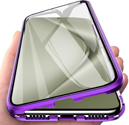 Hülle kompatibel mit HUAWEI Pura 70 Ultra Schutzhülle Magnetische Adsorption Case Metallrahmen Handyhülle 360 Grad Schutzhülle Vorne und Hinten Vollbild Display Schutz Gehärtetes Glas Cover,Violett Hülle kompatibel mit HUAWEI Pura 70 Ultra Schutzhülle Magnetische Adsorption Case Metallrahmen Handyhülle 360 Grad Schutzhülle Vorne und Hinten Vollbild Display Schutz Gehärtetes Glas Cover,Violett von Fiokxie