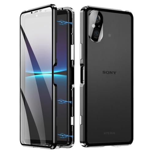 Hülle kompatibel mit Sony Xperia 5 V Schutzhülle Magnetische Adsorption Case Metallrahmen Handyhülle 360 Grad Schutzhülle Vorne und Hinten Vollbild Display Schutz Gehärtetes Glas Cover,Schwarz Hülle kompatibel mit Sony Xperia 5 V Schutzhülle Magnetische Adsorption Case Metallrahmen Handyhülle 360 Grad Schutzhülle Vorne und Hinten Vollbild Display Schutz Gehärtetes Glas Cover,Schwarz von Fiokxie