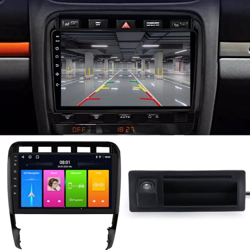Auto Radio Autospieler GPS Navi Navigation Carplay/Android Autoradio 9 Zoll HD-Touchscreen Player, Ersatz für Porsche Cayenne S 9PA Turbo 955 957 2002/08-2010/09 (Mit passender Griffleiste Kamera) von Fiorigo
