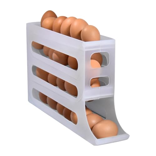 Fiorky 4-lagiger automatischer Eierroller, platzsparender Behälter for 30 Eier, Eieraufbewahrungsbox, Eierablage aus Kunststoff for Kühlschrank, Küche, Schrank (D) von Fiorky