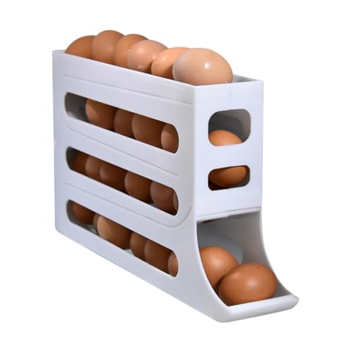 Fiorky 4-lagiger rollender Eierspender, platzsparender Behälter for 30 Eier, automatischer Eierroller, rollender Eierhalter for Kühlschrank, Küche, Schrank (A) von Fiorky