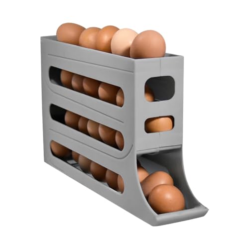 Fiorky 4-lagiger rollender Eierspender, platzsparender Behälter für 30 Eier, Eieraufbewahrungsbox, rollender Eierhalter für Kühlschrank, Küche, Schrank (C) von Fiorky