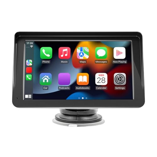 Fiorky 7-Zoll-Multimedia-Video-, kabelloser Carplay-Auto-MP5-, tragbares Autoradio, kompatibel, Mirror Link, HD-Touchscreen, USB- und AUX-Eingang, Rückfahrkamera (Radio) von Fiorky