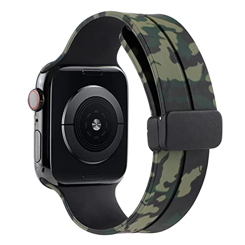 Fiorky Armband für Apple Watch Camouflage Sport Armband Weich für iWatch Series 1 2 3 5 6 SE 7 8 Ultra 42 mm 44 mm 45 mm 49 mm, 42mm/44mm/45mm/49mm, Silikon von Fiorky