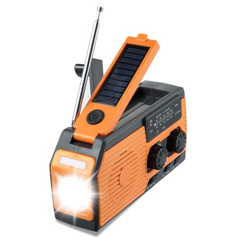 Fiorky Handkurbelradio Tragbares Solar-Handkurbelradio AM/FM/WB NOAA Wetter LED Taschenlampe für Outdoor Camping von Fiorky