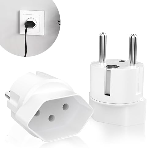 Fiotha 2 Stück Schweiz auf Deutschland Reiseadapter, Adapter Schweiz Deutschland, Reisestecker Adapter Typ J, Max. 250 V / 4000 W, für Schweiz/Liechtenstein Besucher (Weiß) von Fiotha