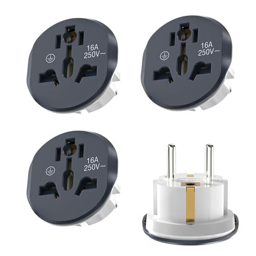 Fiotha 3 Stück Steckdosen Adapter Universal, Adapter China Deutschland Stecker, Reiseadapter Universal USA, für den Anschluss von ausländischen Geräten, wie USA UK Thailand Schweiz China Italien, Grau von Fiotha