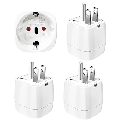 Fiotha 4 Stück EU zu Amerika Adapter, Reiseadapter USA, EU to US Adapter, Europa EU zu Amerika Reisestecker Netzadapter, Adapter USA für USA/Kanada/Japan/Brasilien/Philippinen/Thailand (Weiß) von Fiotha