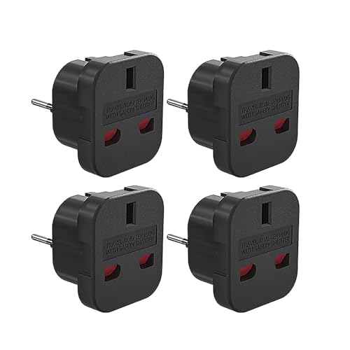 Fiotha Adapter UK Auf EU, 4 Stück UK Zu DE Adapter, Reiseadapter UK Auf EU, Adapter UK Zu DE, England Auf Deutschland Stecker, für Frankreich, Irland, Niederlande, Polen, Schweden, Schwarz Fiotha Adapter UK Auf EU, 4 Stück UK Zu DE Adapter, Reiseadapter UK Auf EU, Adapter UK Zu DE, England Auf Deutschland Stecker, für Frankreich, Irland, Niederlande, Polen, Schweden, Schwarz von Fiotha