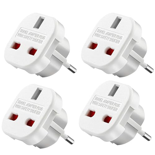 Fiotha Adapter UK Auf EU, 4 Stück Reiseadapter UK Auf EU, Adapter UK Zu DE, England Auf Deutschland Stecker, UK Reiseadapter mit Sicherheitsverschluss, für Frankreich, Irland, Niederlande, Polen Fiotha Adapter UK Auf EU, 4 Stück Reiseadapter UK Auf EU, Adapter UK Zu DE, England Auf Deutschland Stecker, UK Reiseadapter mit Sicherheitsverschluss, für Frankreich, Irland, Niederlande, Polen von Fiotha