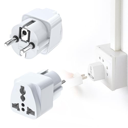 Fiotha Universal Reiseadapter Stecker, UK/USA/China auf EU Reiseadapter, Universal Travel Adapter EU, Europa Reisestecke, Universal Stecker auf 2 Pin Deutsch Adapter für Hause, Weiß - 2 Stück von Fiotha