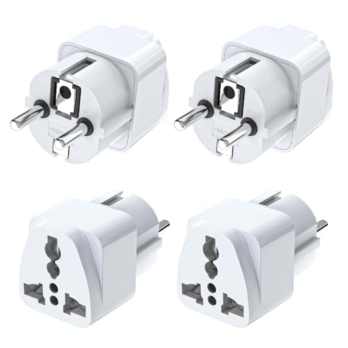 Fiotha Universal Reiseadapter Stecker, UK/USA/China auf EU Reiseadapter, Universal Travel Adapter EU, Europa Reisestecke, Universal Stecker auf 2 Pin Deutsch Adapter für Hause, Weiß - 4 Stück von Fiotha