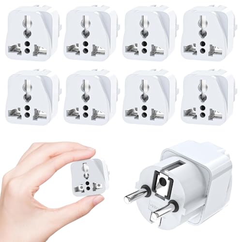 Fiotha Universal Reiseadapter Stecker, UK/USA/China auf EU Reiseadapter, Universal Travel Adapter EU, Europa Reisestecke, Universal Stecker auf 2 Pin Deutsch Adapter für Hause, Weiß - 8 Stück von Fiotha