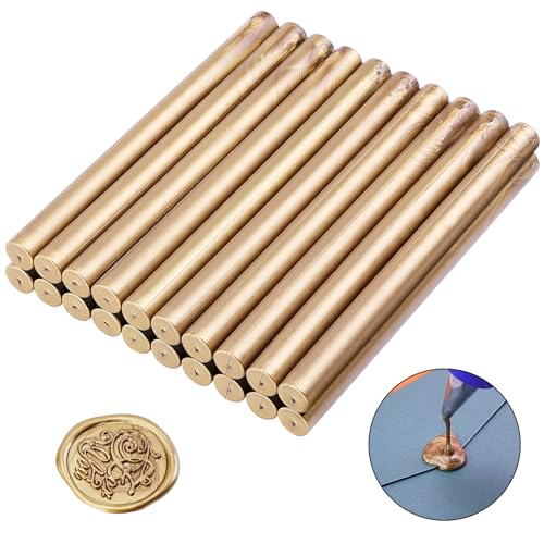Fippy 20PCS Klebepistole Siegelwachs Sticks 11mm für Wachs-Siegel-Stempel, ideal für Hochzeit Einladungen, Karten Umschläge, Geschenkverpackungen (Bronze Gold) von Fippy
