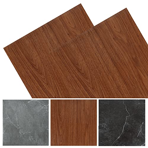 Fiqops 30x30cm ca. 1 m² 11 Fliesen PVC Bodenbelag Selbstklebend Vinylboden Rutschfest Wasserfest Bodenfliesen Laminat Dielen Vinyl-Fliesen für Fußbodenheizung Holzfarbe Holzmaserung von Fiqops
