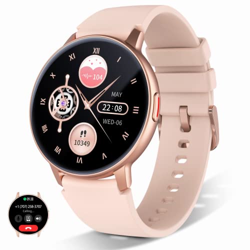 Smartwatch für Damen und Herren (Anrufe annehmen/wählen), 3,3 cm rundes Zifferblatt, Smartwatch für Android- und iOS-Handys, IP68 wasserdichter Fitness-Tracker mit AI-Stimme, Herzfrequenz, Schlaf von FirYawee