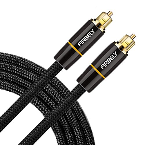 firbely Metallstecker und geflochten Nylon Jacke Digital Audio Optical Fiber Toslink Kabel schwarz schwarz 6' von Firbely