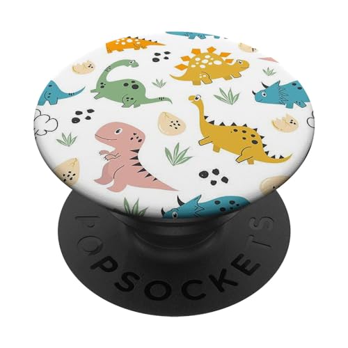 Fire Fit Designs Niedliche PopSocket-Dinosaurier-PopSockets für Frauen und Kinder, PopSockets Klebender PopGrip für Smartphones mit glatter, harter Plastikhülle, Schwarz, Mehrfarbig von Fire Fit Designs