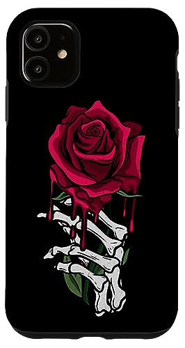 Hülle für iPhone 11 Skelett Hand blutende rote Rose Blume von Fire Up Threads