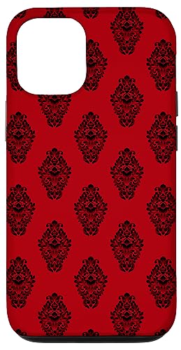 Hülle für iPhone 14 Pro Rot Schwarz Viktorianisches Damast Gothic Muster von Fire Up Threads