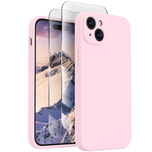 FireNova Designed for iPhone 15 Case, Silicone Upgraded [Camera Protection] Phone Case with [2 Screen Protectors], Soft Anti-Scratch Microfiber Lining Inside, 6.1 inch, Chalk Pink von FireNova