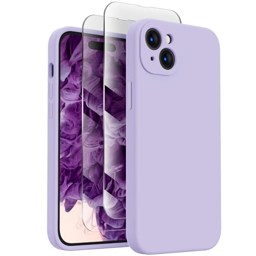 FireNova Designed for iPhone 15 Case, Silicone Upgraded [Camera Protection] Phone Case with [2 Screen Protectors], Soft Anti-Scratch Microfiber Lining Inside, 6.1 inch, Clove Purple von FireNova